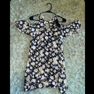 Cute White/Black/Gold Floral Dress